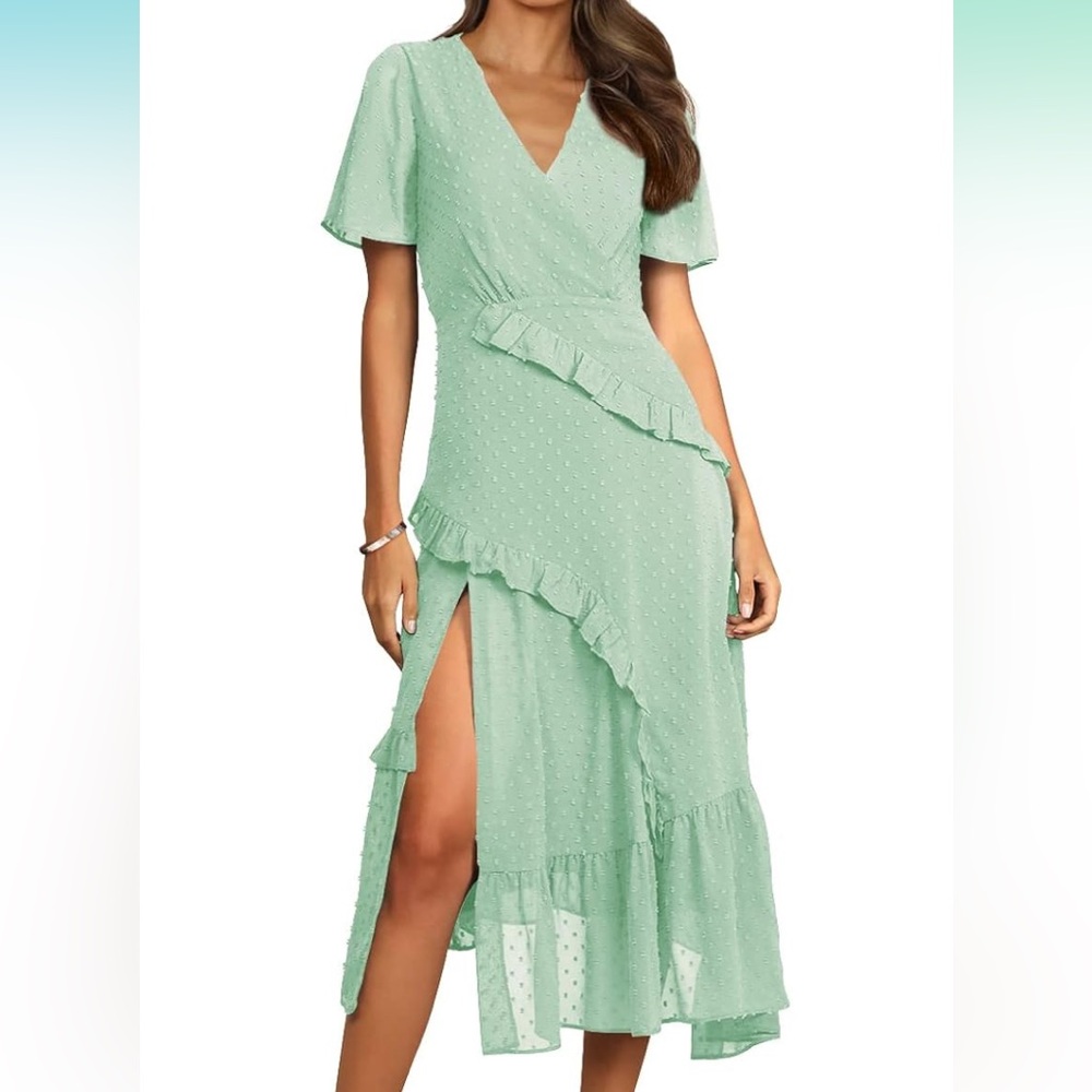 Elegant Green Ruffle Dress